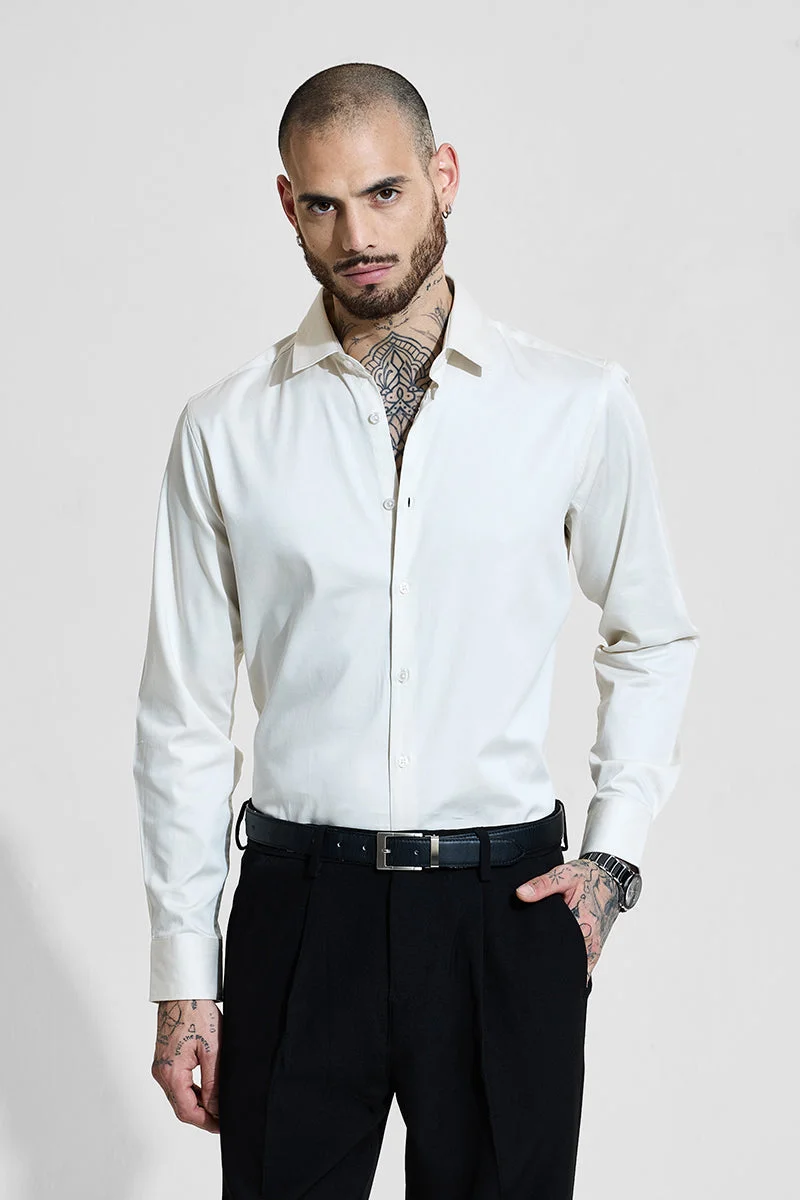 سنيتش Core Lab Satin Stretch White Slim Fit Shirt